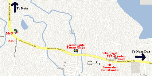 Detailed map Sekar Jagat Spa Bali